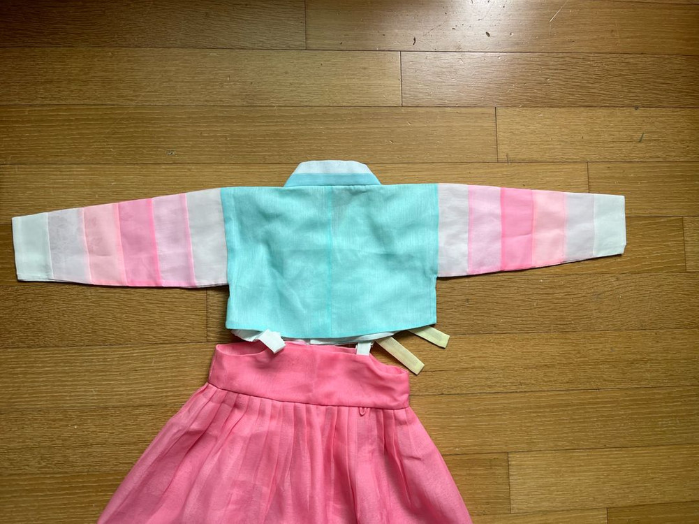 무료배송)여아 핑크색 한복 치마 세트 5호 105-110사이즈 이미지