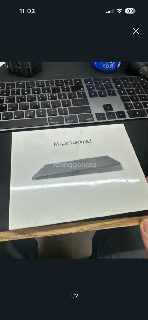 애플 매직 트랙패드 2 팝니다. 스패이스 그레이(충전1회) 8핀--0