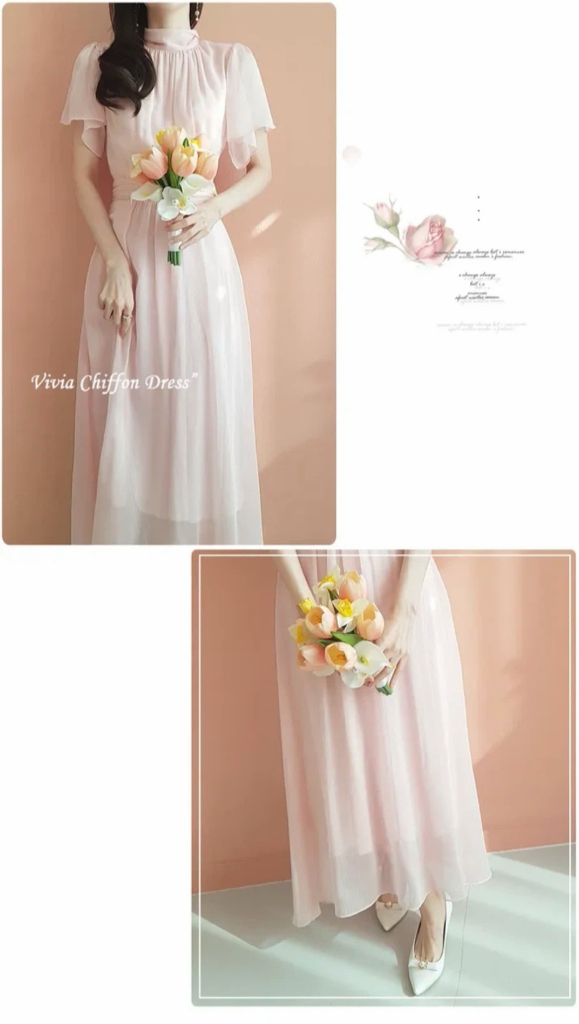 [상태 매우 좋음] 쉬폰 드레스, 웨딩드레스, 돌잔치 드레스--2