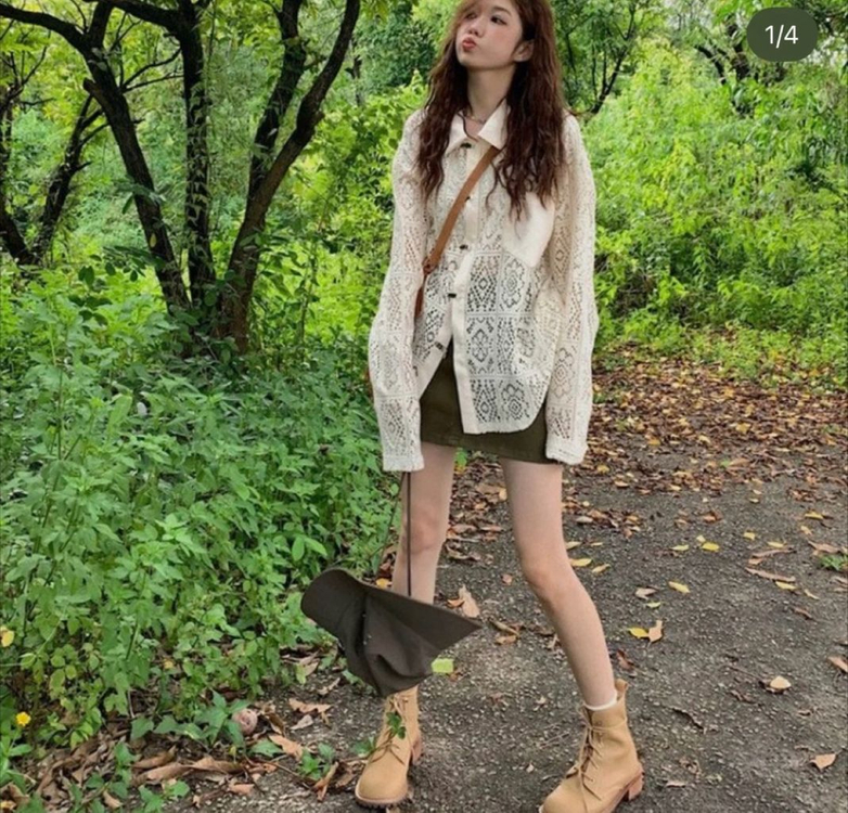 펀칭 긴팔 폴로카라 셔츠, 휴양지룩--1