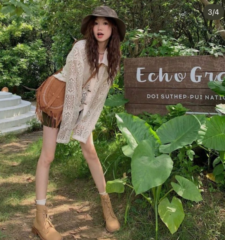 펀칭 긴팔 폴로카라 셔츠, 휴양지룩--3