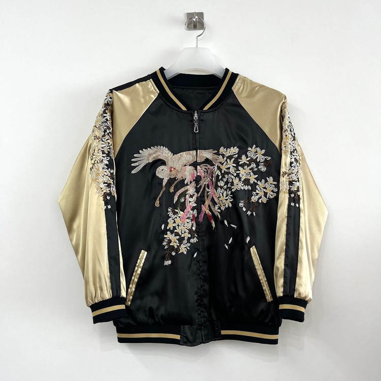 JPN 학 벚꽃 자수로고 리버시블 양면 스카잔 자켓--2