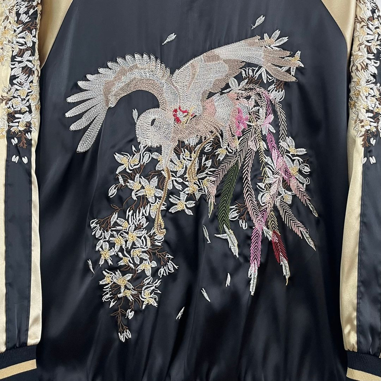 JPN 학 벚꽃 자수로고 리버시블 양면 스카잔 자켓--5