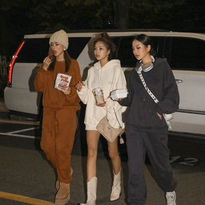 립합 원포인트 패치 기모후드티,조거팬츠세트(브라운)