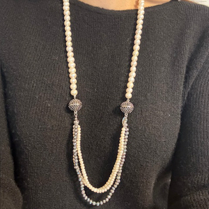 진주 스톤볼 레이어드 목걸이 (새상품)