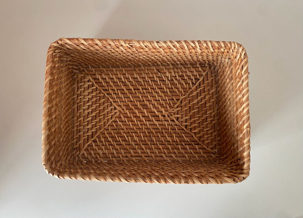 무인양품 라탄 직사각형 바구니 S--1