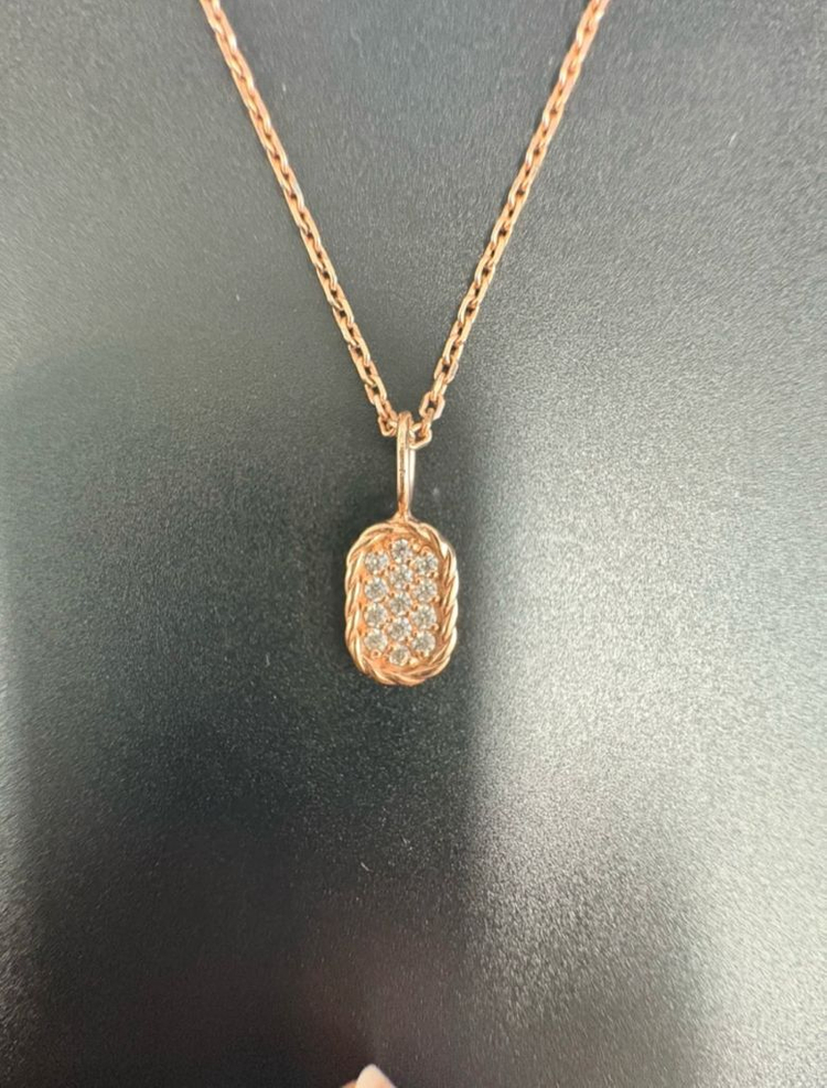14K 로즈골드 큐빅 목걸이(펜던트 분리됨)--0