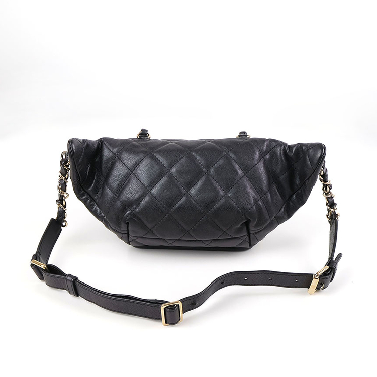 [중고명품다올] 샤넬 캐비어 웨이스트 크로스 바디백 메탈릭 블랙 금장27번대 AS0556--5