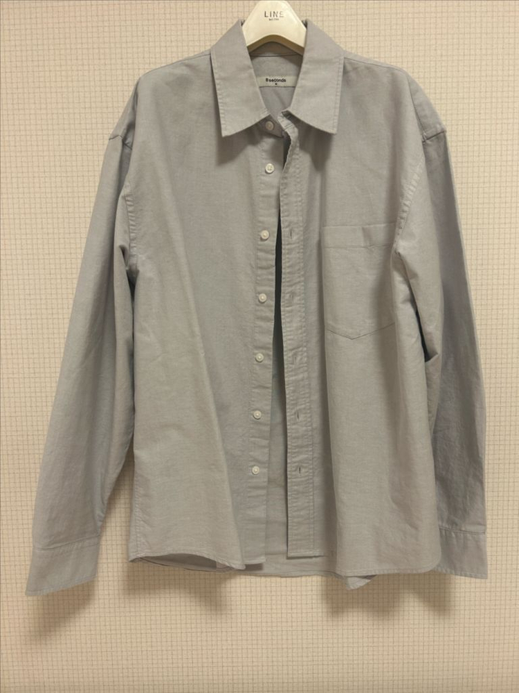 에잇세컨즈 옥스포드 오버핏 셔츠 - 라이트 그레이--10