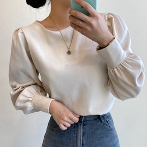 [새상품/기본템/데일리유] 리앤 피치 퍼프 핀턱 베이직 블라우스