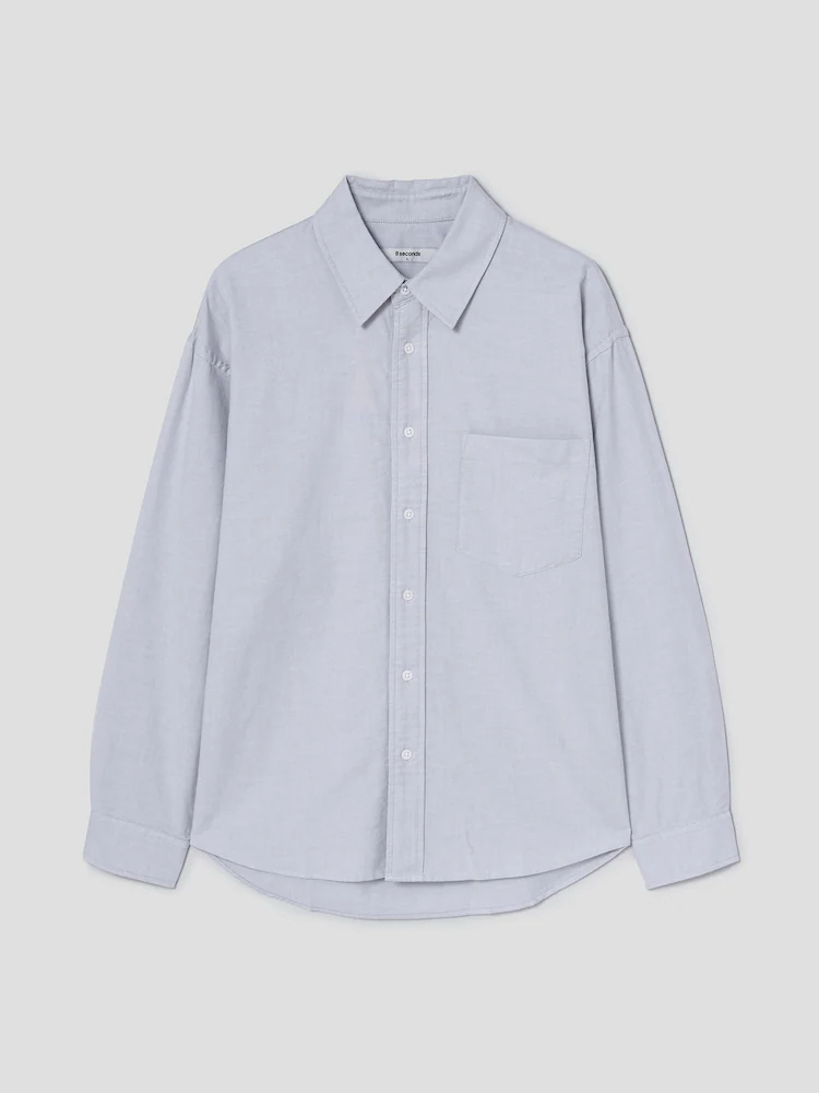 에잇세컨즈 옥스포드 오버핏 셔츠 - 라이트 그레이--6