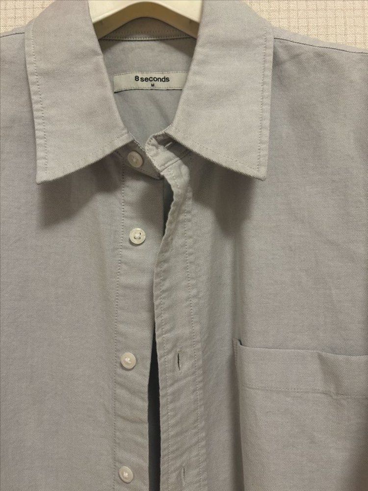 에잇세컨즈 옥스포드 오버핏 셔츠 - 라이트 그레이--1