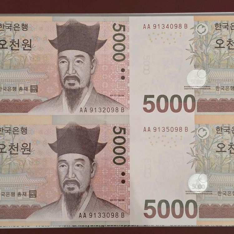 연결형은행권 오천원권 4면부 설날선물 연결지폐수집 전지형 희귀화폐수집 이미지