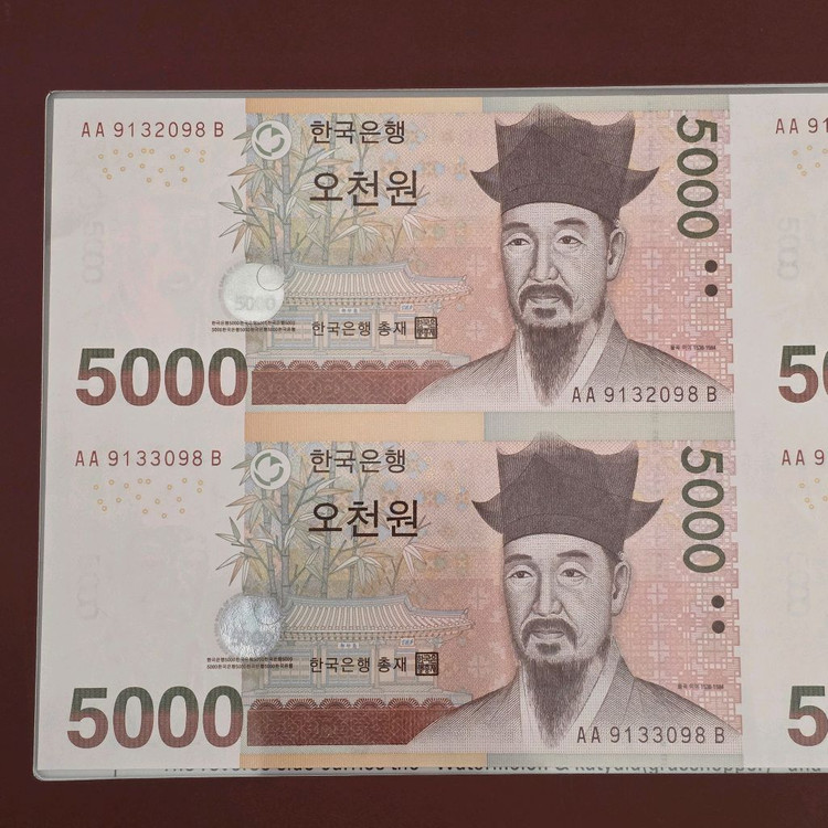 연결형은행권 오천원권 4면부 설날선물 연결지폐수집 전지형 희귀화폐수집 이미지