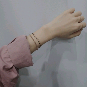 클래식 원석 팔찌(14k, 로즈골드, 블랙스피엘)