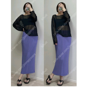 이세이미야케 해칭 스커트 퍼플 1사이즈 ~