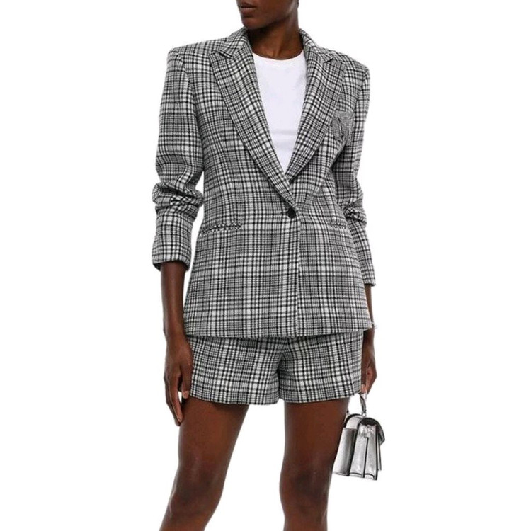 산드로 브로치 울 모 블레이저 하운드투스 자켓--2