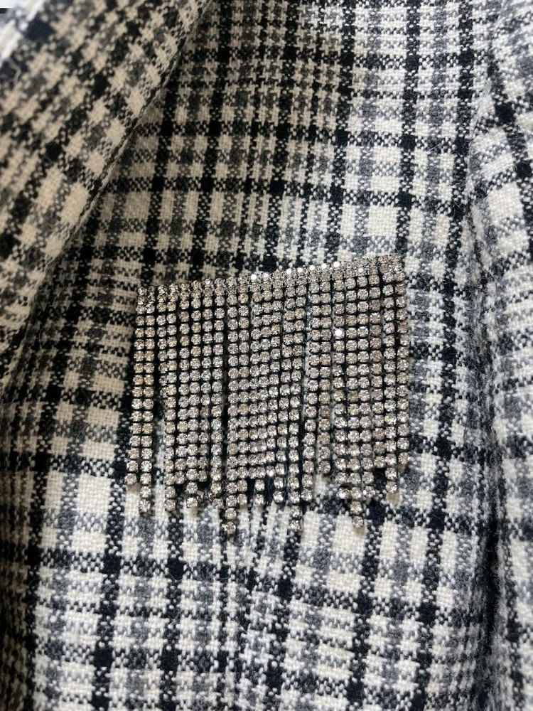 산드로 브로치 울 모 블레이저 하운드투스 자켓--4