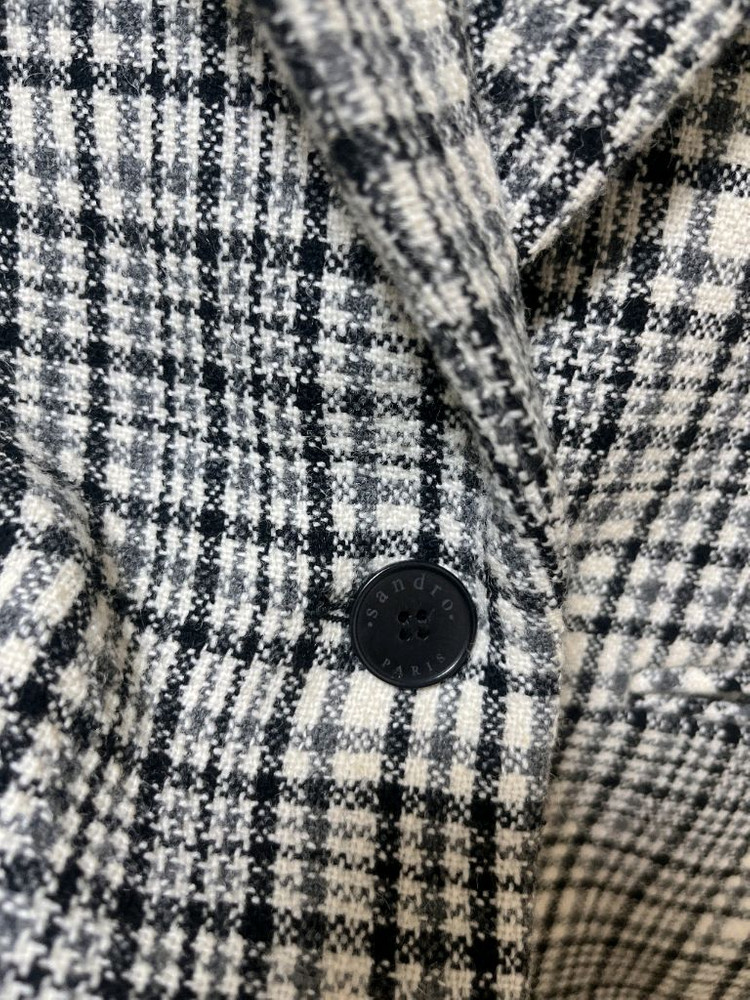 산드로 브로치 울 모 블레이저 하운드투스 자켓--6