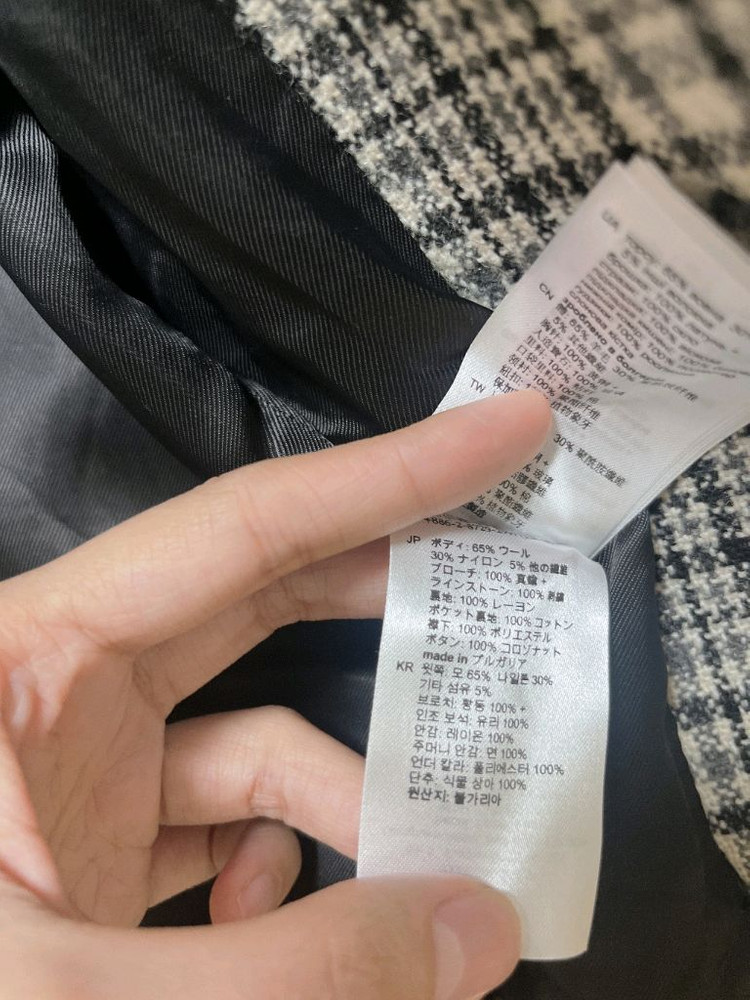 산드로 브로치 울 모 블레이저 하운드투스 자켓--7