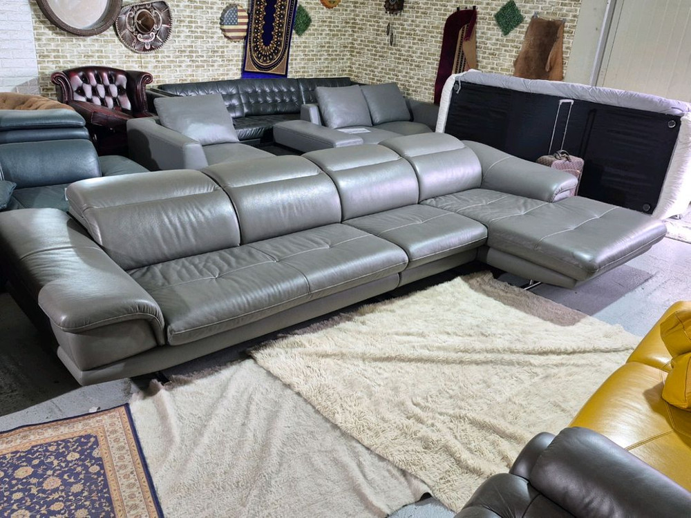 자코모 키프 슈렁큰 천연가죽 6인 카우치 소파(헤드업)--2