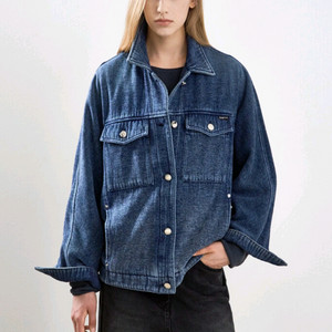 한섬 25fw신상 시스템 워시드 데님 패딩 자켓 55 (새것) 이미지