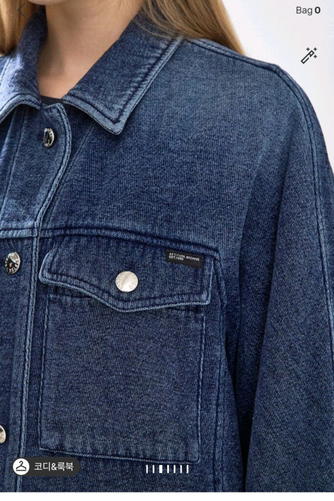 한섬 25fw신상 시스템 워시드 데님 패딩 자켓 55 (새것) 이미지