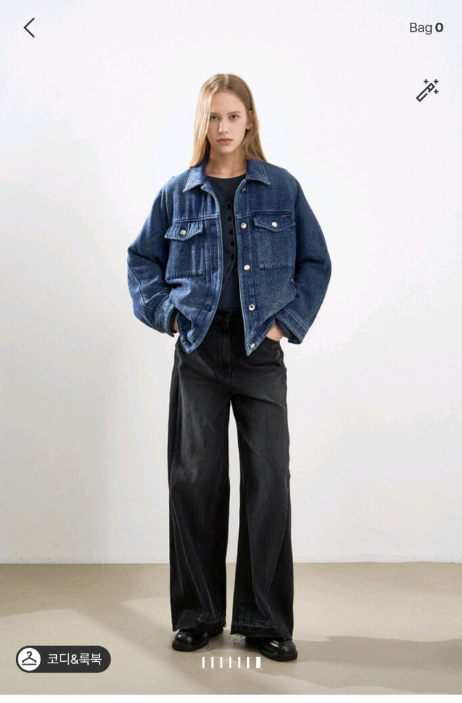 한섬 25fw신상 시스템 워시드 데님 패딩 자켓 55 (새것) 이미지