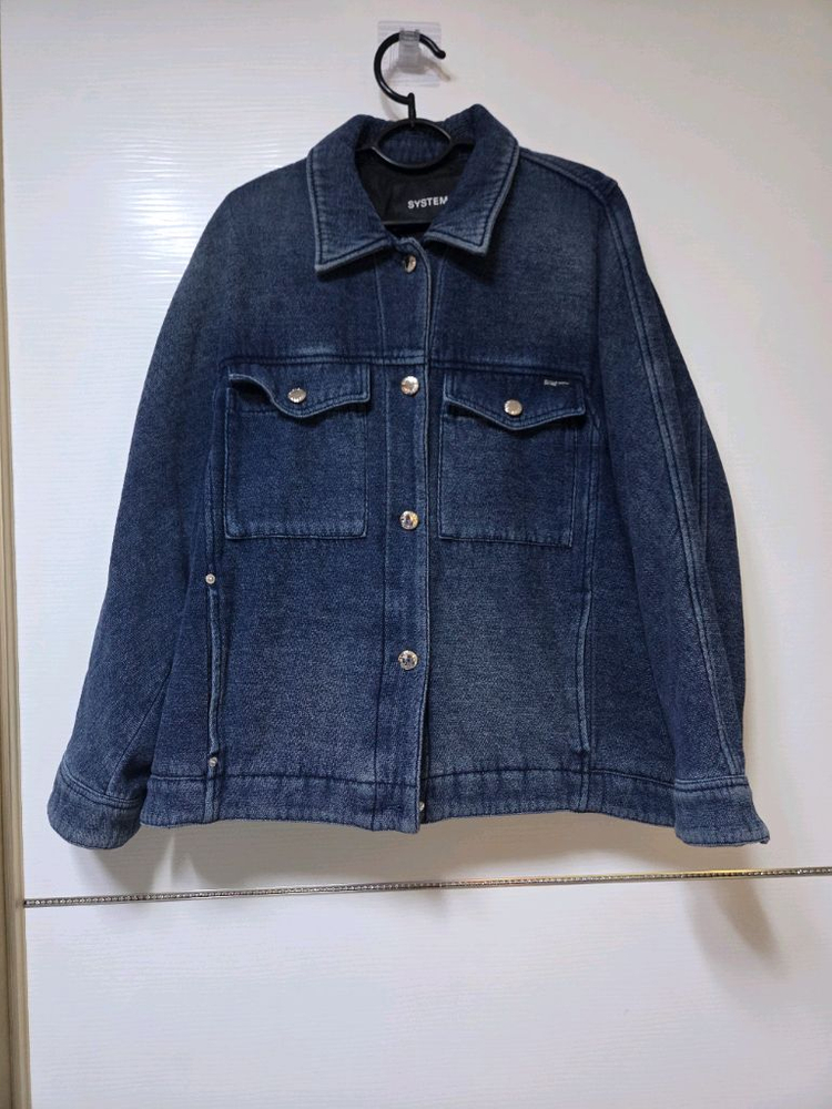 한섬 25fw신상 시스템 워시드 데님 패딩 자켓 55 (새것) 이미지
