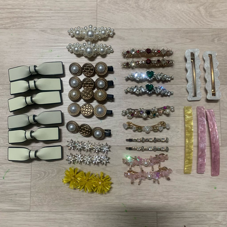 폐업정리) 포인트 헤어핀 모음 (리본,큐빅.아세테이트)--0