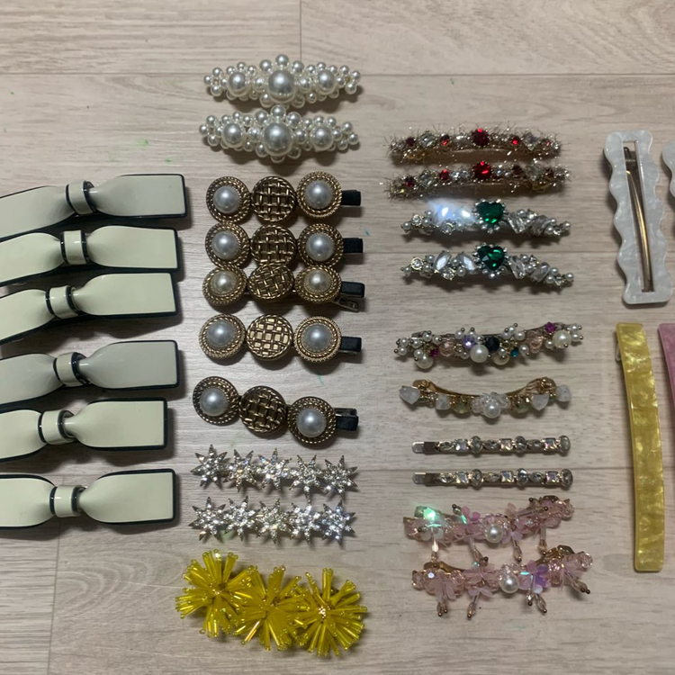 폐업정리) 포인트 헤어핀 모음 (리본,큐빅.아세테이트)--2