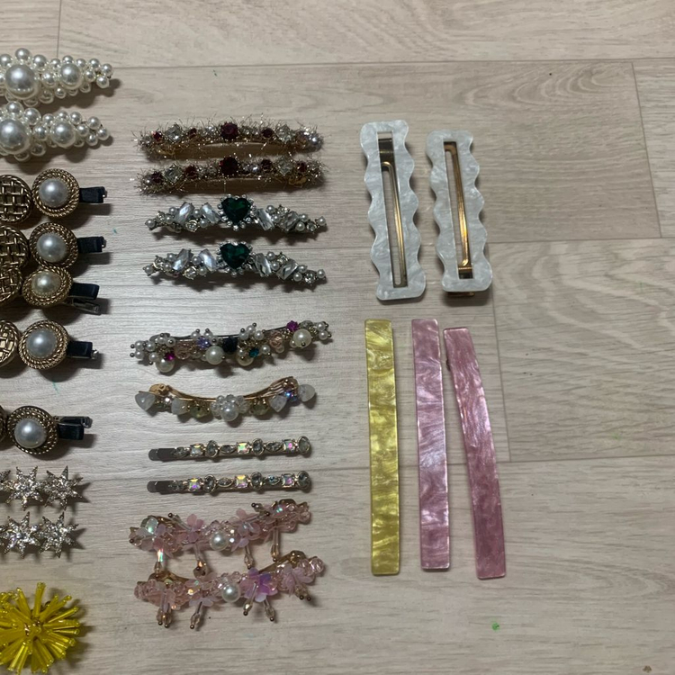 폐업정리) 포인트 헤어핀 모음 (리본,큐빅.아세테이트)--3