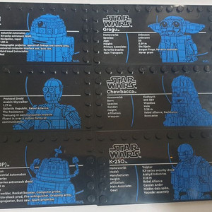 레고 스타워즈명판6종 R2D2/C-3PO/K-2SO/쵸파/그로구/츄바카