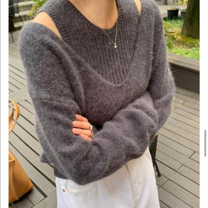 미뉴에트 시그니처 아망 레이어드 세트 앙고라 나시 니트 세트