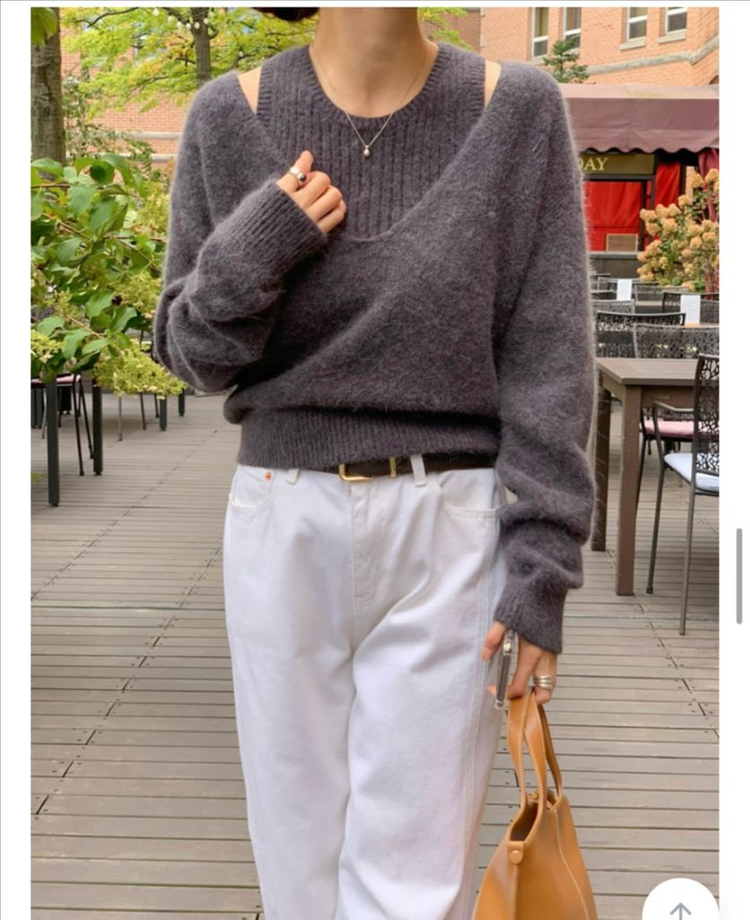 미뉴에트 시그니처 아망 레이어드 세트 앙고라 나시 니트 세트--1