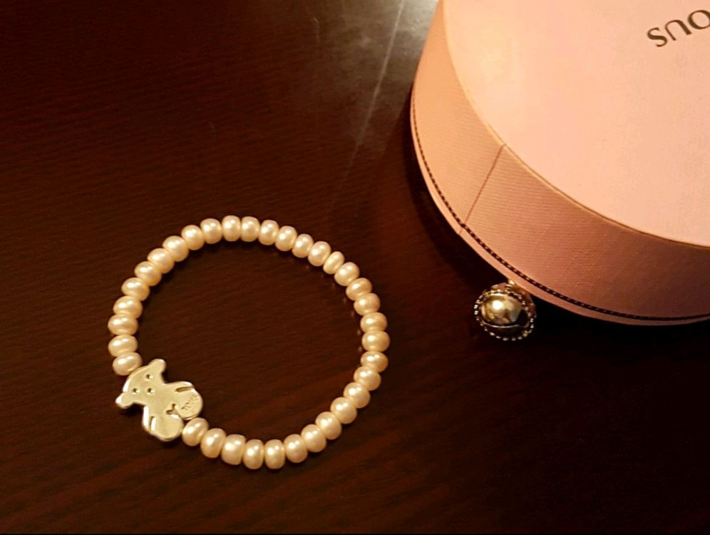 tous 토스 왕큰곰 담수진주 팔찌--0