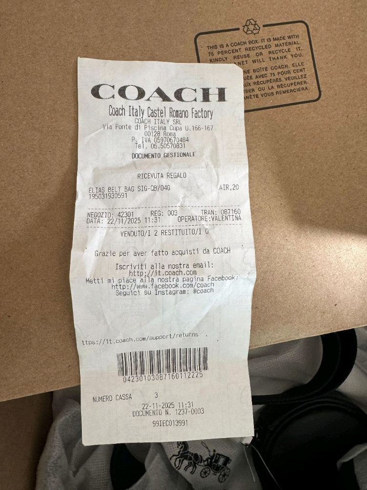 [가격인하/급매] 코치 엘리아스 벨트백 시그니처 CJ506 블랙/차콜 풀박스 새상품--5