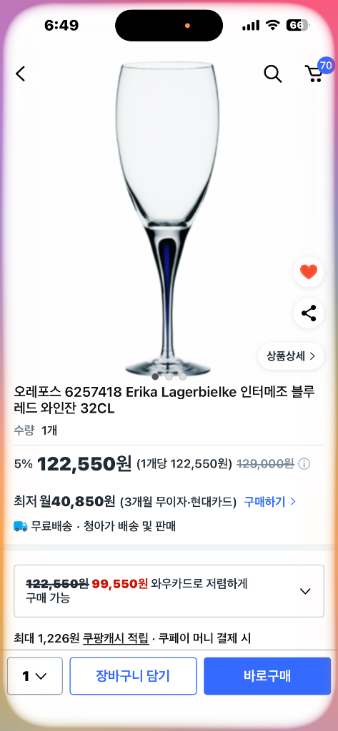 오레포스 인터메조 블랙 와인잔 2개 이미지