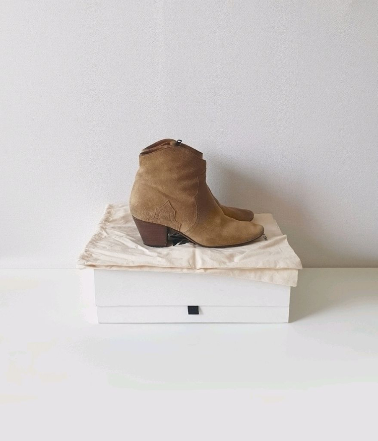 이자벨마랑 스웨이드 앵클 부츠 카멜 디커 37사이즈--2