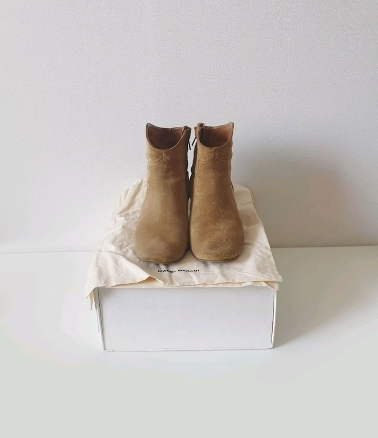 이자벨마랑 스웨이드 앵클 부츠 카멜 디커 37사이즈--3
