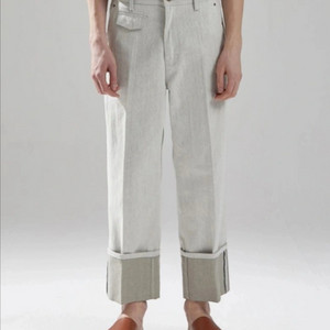 메종미네드 턴업 데님 팬츠 화이트 청바지 백 원턱 이미지