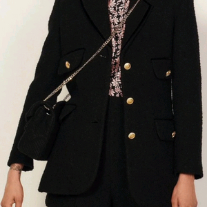 [산드로] 카라 벨벳 트위드 자켓