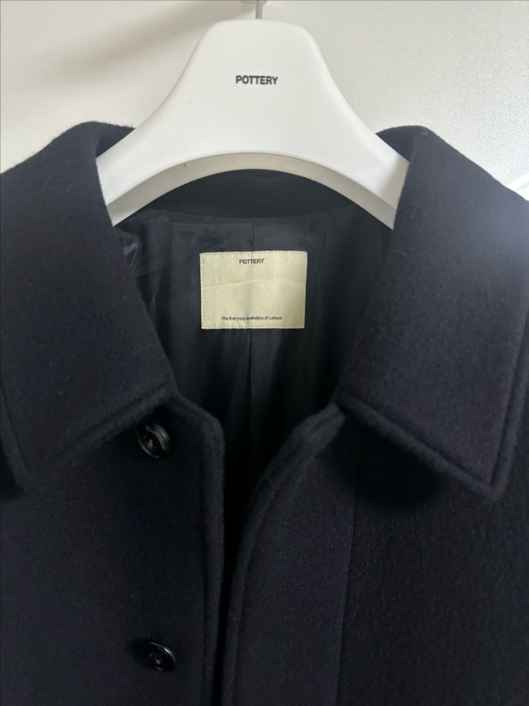 포터리 멜튼 울 맥코트(캐시미어울,택슈트케이스채 새상품급,다크네이비,3사이즈)--1