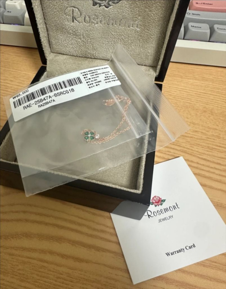 무료배송) 새제품 로즈몽 실버 그린 클로버 팔찌 RA25B47A 새상품--1