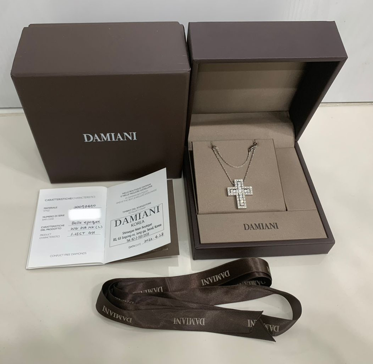 [L] 다미아니 벨에포크 화이트골드 목걸이 라지사이즈 다이아 펜던트 이미지