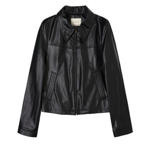 시야쥬 SIYAZU 크롭 레더 자켓 블랙