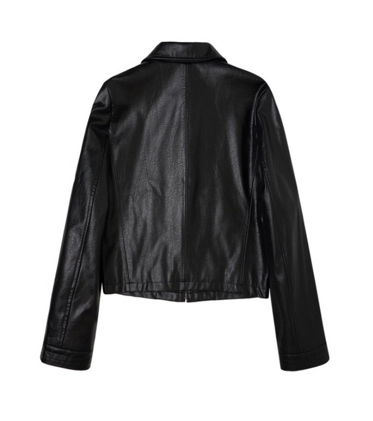 시야쥬 SIYAZU 크롭 레더 자켓 블랙--1