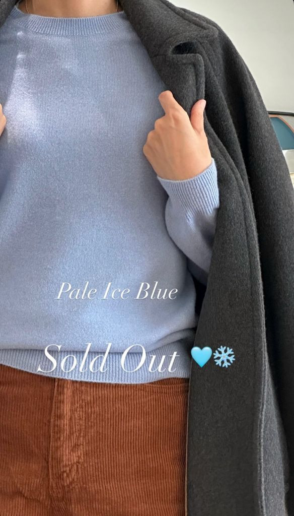 쎄모먼 스와니에 캐시미어 100 니트 블루 아뜰리에 soigne 페일 아이스--1
