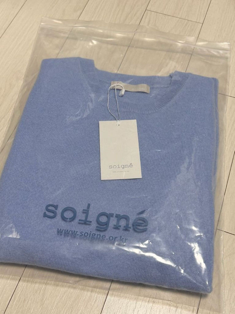 쎄모먼 스와니에 캐시미어 100 니트 블루 아뜰리에 soigne 페일 아이스--4