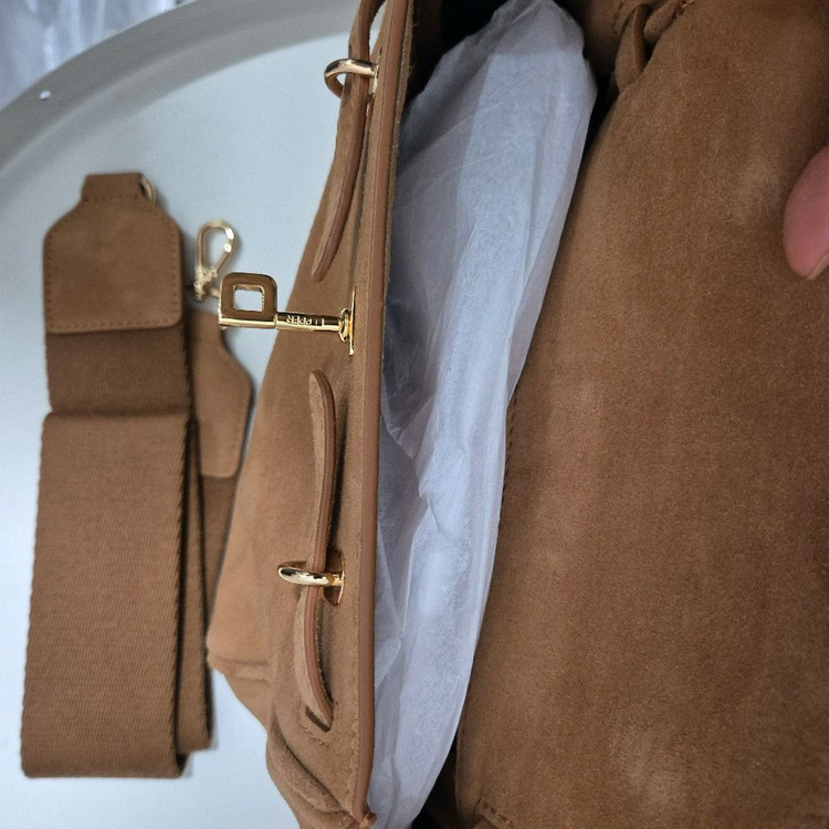 페퍼윤윤 스웨이드 쁘띠 백 카멜--4